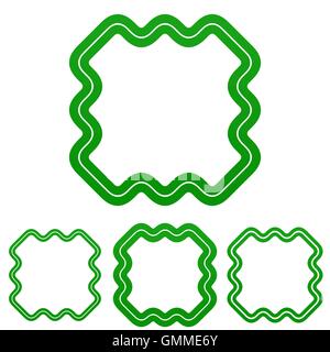 Green line technology logo design set Stock Vector
