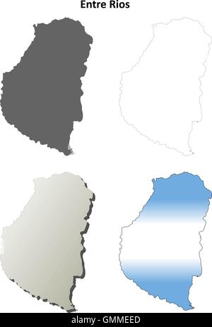 Entre Rios blank outline map set Stock Vector