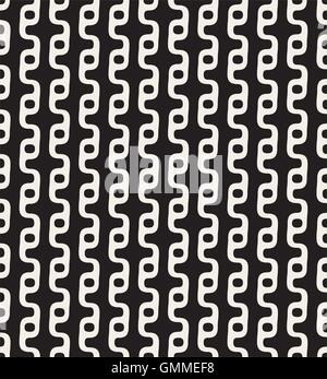 Vector Seamless Black & White Round Wavy Line Circle Pattern Stock Vector