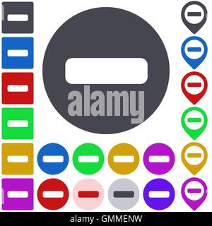 Color minus icon set Stock Vector