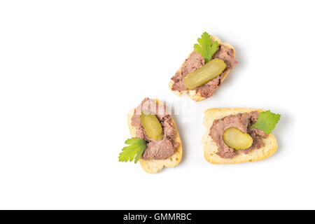 Appetizer with Chicken liver pate isolated on white Stock Photo