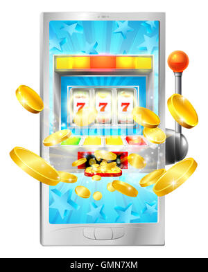 A slot machine mobile phone concept illustration Stock Photo
