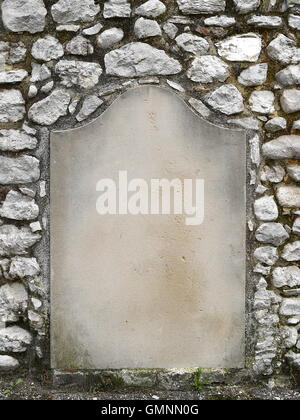 Close-up of concrete niche on gray stone wall background Stock Photo