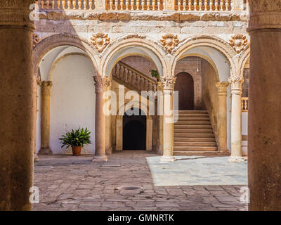 Arches of the interior courtyard of the La Calahorra Castle. Built 1509-1512 it was one of the first Italian Renaissance castles outside of Italy. Stock Photo