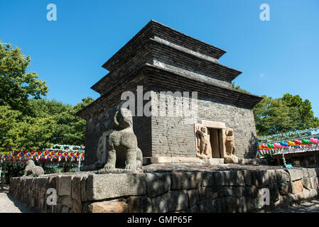Gyeongju, South Korea - August 18, 2016: Stone Pagoda of Bunhwangsa temple was built in the Silla Era Stock Photo