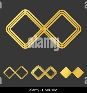 Golden line infinity logo design set Stock Vector
