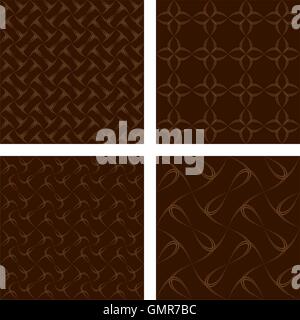 Dark brown seamless pattern background set Stock Vector