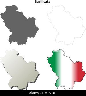 Basilicata blank detailed outline map set Stock Vector