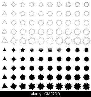 Black deformed polygon shape collection Stock Vector