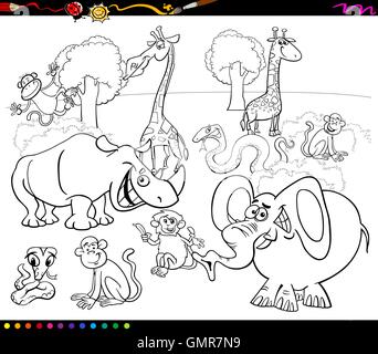 safari animals coloring book Stock Vector