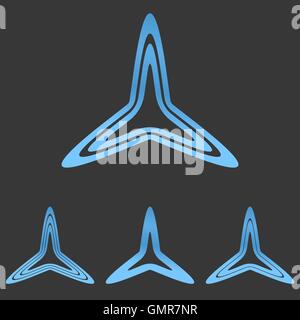 Blue line triangle logo design set Stock Vector
