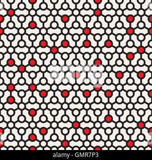 Vector Seamless Black and White Line Connected Circle Grid Pattern Stock Vector