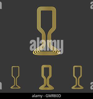 Golden line bar logo design set Stock Vector