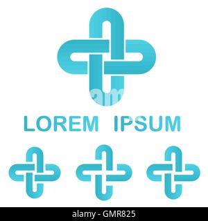 Cyan cycle icon design template set Stock Vector
