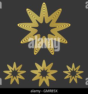 Golden line star logo design set Stock Vector