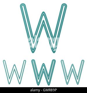 Teal line w logo design set Stock Vector