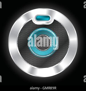 Cool metallic speaker with hexagon mesh Stock Vector