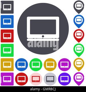 Color laptop icon set Stock Vector