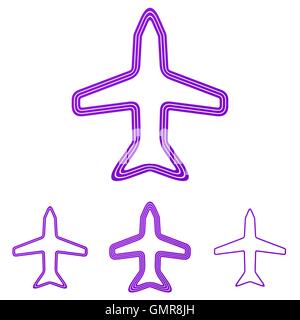 Purple line airplane logo design set Stock Vector