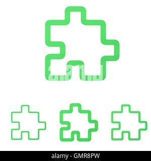 Green line puzzle logo design set Stock Vector