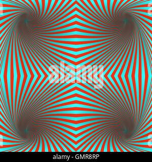 Seamless red and cyan hypnotic spiral pattern Stock Vector
