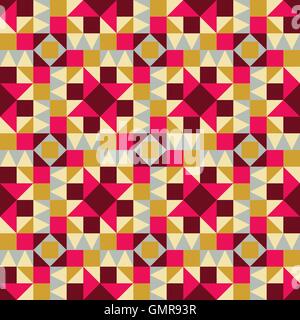 Vector Seamless Geometric Square Triangle Shapes Yellow Pink Brown  Pattern Stock Vector