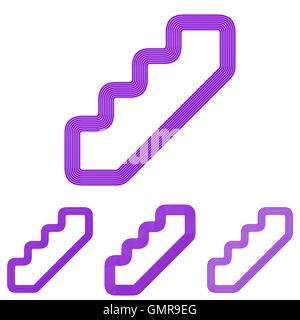 Purple line stair logo design set Stock Vector