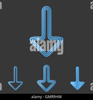 Blue line down logo design set Stock Vector