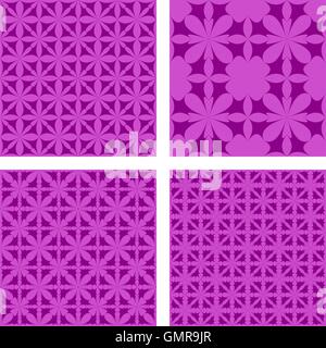 Purple seamless pattern background set Stock Vector
