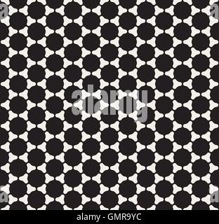 Vector Seamless Black and White Rounded Circle Grid Simple Pattern Stock Vector