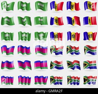 Saudi Arabia, Moldova, Kuban Republic, South Africa. Set of 36 flags of the countries of the world. Vector Stock Vector