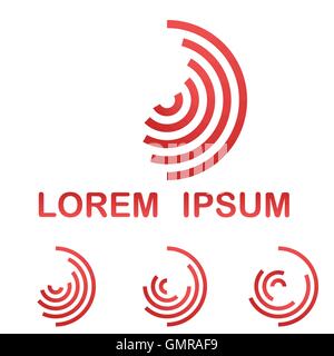 Red telecommunication symbol design template icon set Stock Vector