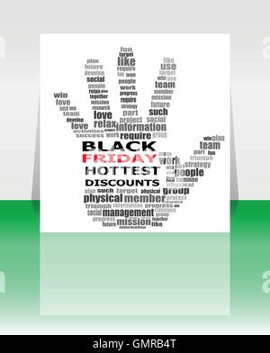 Hand sign with social media word cloud. Black friday. Vector illustration Stock Vector