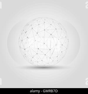 ball created from messy connected dots Stock Vector