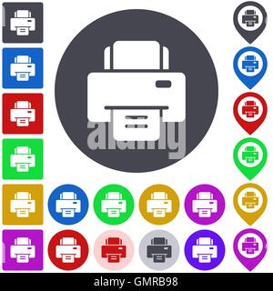 Color printer icon set Stock Vector