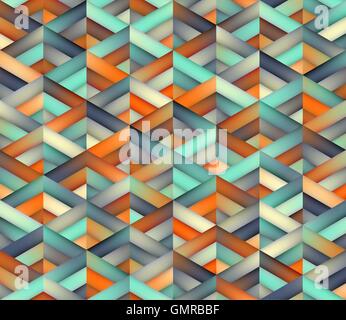 Vector Seamless Triangle Grid Teal Orange Color Shades Gradient Geometric Pattern Stock Vector