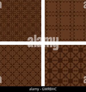 Dark brown seamless pattern background set Stock Vector