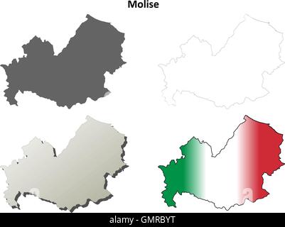 Molise blank detailed outline map set Stock Vector