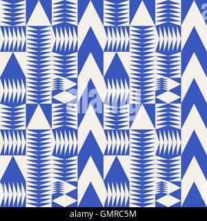 Vector Seamless Blue Abstract Geometric Irregular Triangle Arrows Tiling Pattern Stock Vector