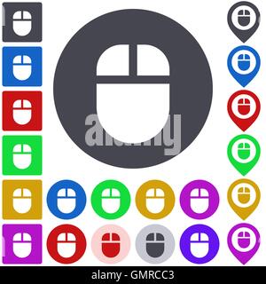Color wireless mouse icon set Stock Vector