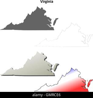 Virginia VA state Map USA. Black silhouette solid map isolated on a ...