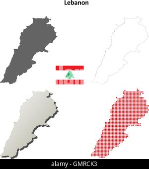 Lebanon outline map set Stock Vector