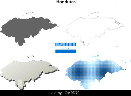 Honduras outline map set Stock Vector