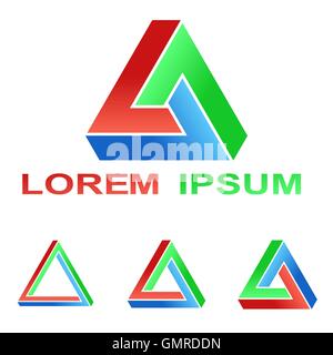 Penrose triangle technology symbol set Stock Vector