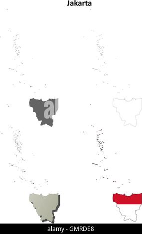 Jakarta blank outline map set Stock Vector