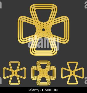 Golden line engineering logo design set Stock Vector