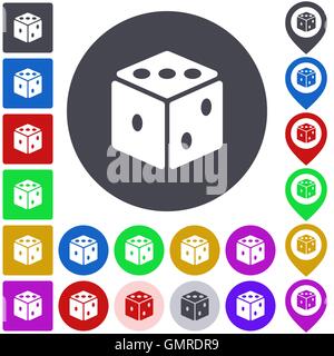 Color dice icon set Stock Vector