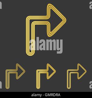 Golden line turn logo design set Stock Vector