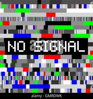 Vector Seamless No Signal Broken TV Digital Glitch Distortion Pattern Stock Vector