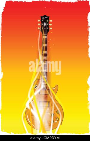 Burning Solid Electric Guitar Stock Vector